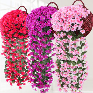Simulation Wall Hanging Basket Fake Orchid Flower Violet Artificial Flower For Party Decoration Wedding Valentines Day
