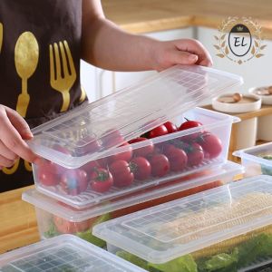 Flat Drainage Container (Kitchen Food Storage Box)🔥Ready Stock🔥 Refrigerator Organizer Bekas Simpan Peti Sejuk 冰箱沥水保鲜盒