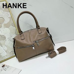 HANKE Womens PU Leather Two Pocket Front Design Hand Bag and Crossbody Sling Bag