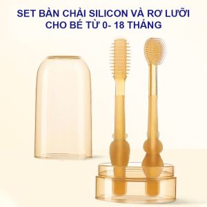 Set rơ lưỡi bàn chải đánh răng silicon cho bé từ 0-18m