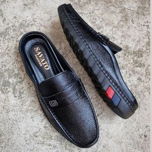 Sục Nam Mùa Hè Da Bò Đế cao Su Mềm Dáng Mới Sang Trọng