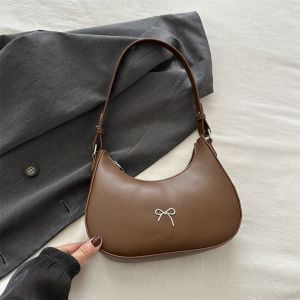 URBAG Design Bowknot Armpit Bag PU Leather Solid Color Shoulder Bag Luxury Large Capacity Bowknot Underarm Bag