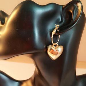 Metal Glossy American Style Heart Hoop Earrings for Women Fashion Gold Color Heart Earrings Party Jewelry Accessories