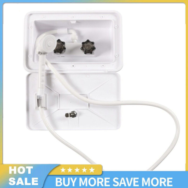 Outdoor RV Shower Box Kit With Lock Cold Hot Dual Valve Switches