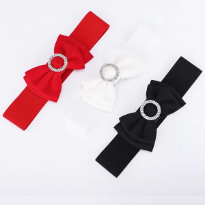 Heart Shaped Rhinestones Embellished Elastic Waist Belt For Women Fashion Party Accessory