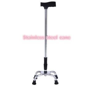 Tungkod Quad Cane Stable Adjustable Height Stainless Steel Heavy Duty Walking Cane For Adult Elderly