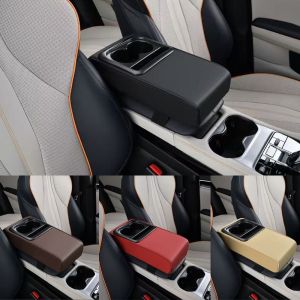 WISH BOUTIQUE กันน้ำกันน้ำได้ หมอนที่เท้าแขนตรงกลางคอนโซล หนาขึ้น หนังพียู เบาะกล่องที่พักแขนสำหรับรถยนต์ มัลติฟังก์ชั่นการใช้งาน นุ่มนุ่มๆ อุปกรณ์ป้องกันที่พักแขนสำหรับรถยนต์ อุปกรณ์เสริมรถยนต์