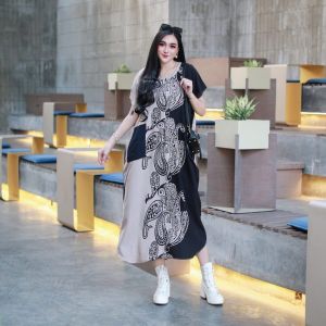 Daster JUMBO LD 130 LYODRA MONOKROM Premium Model Lowo Bahan rayon halus daster kekinan terbaru 2023