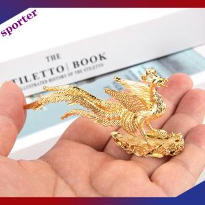 Sporter กระถางธูปรูปปั้นฟีนิกซ์สีทองแบบพกพาขนาดเล็กสำหรับตกแต่งบ้าน