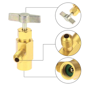 Puncture Style R134a Can Tap Dispenser 1/2In Female 1/4SAE Male R134A for Valve Tool Bottle Opener Adapter Durable