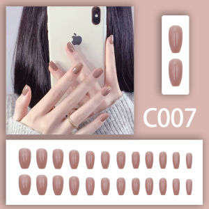 kuku palsu dan lem nail art aesthetic wisuda 24pcs Promo model Polos cat Polish tidak ada lem cair