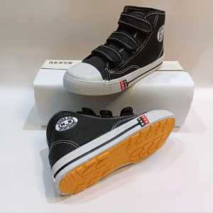 Sepatu sekolah n/b bot perekat hitam putih sol kuning terlaris