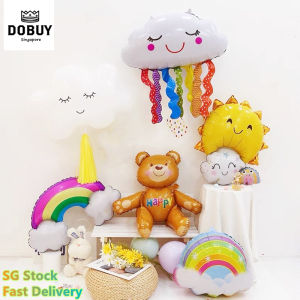 🔥SG LOCAL STOCK🔥BIG SIZE Rainbow Cloud Foil Balloons Cute Bear Foil Balloons Party Supplies Happy Birthday Balloons Rainbow Banner Clouds baby shower
