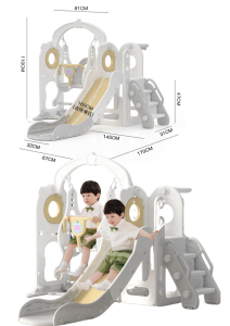 JOYEASE 4 in1 Children Indoor Outdoor Slide & Swing Kindergarten Playground Basketball & Music Set
