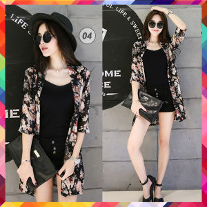 เสื้อคลุมเกาหลี ผ้าชีฟอง แฟชั่นเกาหลี ผ้าโปร่งบางเบา ลายผ้าสวยงาม (ตารางไซส์อยู่รูปสินค้าที่2.) ใส่สบาย แบบพริ้วๆ เสื้อคลุม1