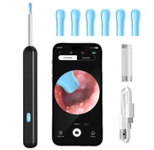 Smart Visual Ear Pick Wax Remover Cleaning Camera Endoscope Rechargeable Clear Otoscope Safe Kids Adult Health Personal Care Pembersih Pengkorek Telinga Besi Pintar Visual Lampu LED Bercahaya Dengan Kamera Dewasa Alat Endoskop Tanpa Wayar 高清智能可視挖耳朵勺套装清潔器