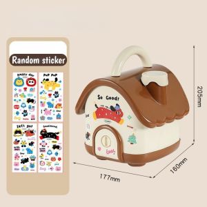 Cute Cartoon Piggy Bank Money Saving Box Kids DIY Coin Storage with Lock Sticker Set Birthday Gift Mainan Kanak