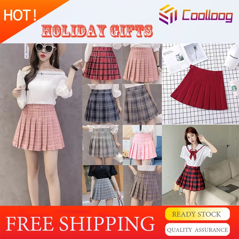 Korean Fashion Womens High Waist Skirt Slim Pleated Skater Tennis School Skirt Holiday gift plaid skirt Lazada PH