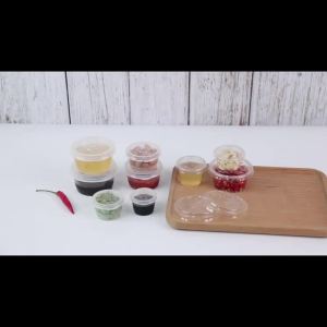 New 100pcs Plastic Cup With Lid Clear Sauce Cups Jelly Yogurt Condiment Container Round Ssealed Kitchen Accessories