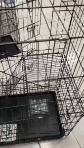 Cat Multi Level Foldable Cat Cage Metal Enclosure w/ Stairs and Base Tray