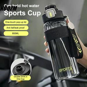 KOQZM 1200ml Liter Large Capacity Sports Water Bottle Leak Proof Scald Proof Plastic Cup Drinking Outdoor Travel Portable Fitness Jugs