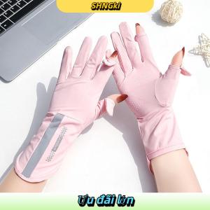 SHNGki Mùa hè Kem chống nắng găng tay phụ nữ mỏng băng lụa chống tia cực tím sương ngón tay màn hình cảm ứng lái xe không trượt Găng tay thoáng khí