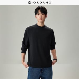 Giordano Beau Monde Men Polar fleece mock neck raglan sleeve tee Free Shipping 13026606