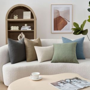 NEXTYOO 45x45cm Vỏ gối trang trí Phong cách Boho Kiểm tra mẫu Vỏ gối vuông Khóa Vỏ gối cho phòng khách
