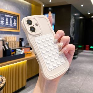 Fixing Suction Cup Curly Wave Case for iPhone 17 16 15 11 12 14 13 Pro Max 17 Air 16 e Xs Max Xr Soft Silicon Fixed Pad Cover