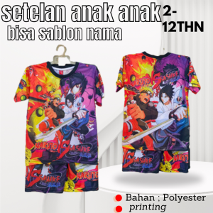 COSTUM NAMA/setelan baju naruto shipuden baju anak laki laki naruto x sasuke/ BAYAR DI TEMPAT