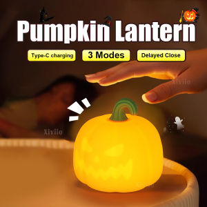 Halloween Pumpkin Lamp Super Soft Silicone Pumpkin Lamp Kids Toy Gifts Safety Portable Pumpkin Light for Bedroom Halloween Decor2026