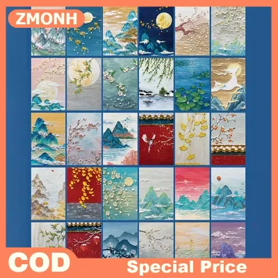 ZMONH 30 tấm bưu thiếp sơn dầu mới thiệp chúc mừng nghệ thuật thiệp chúc mừng nghệ thuật nhiều lớp hoa và cỏ núi bướm mặt trăng