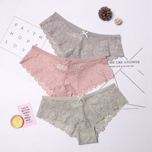 ECMLN 3PCS Lace Panties for Women Underwear Breath-able Female Panty Hollow Transparent Briefs Ladys Lingerie Plus Size S-XXL