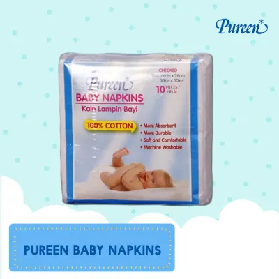 [PREMIUM] Pureen Baby Napkins Checked (Pink and Blue) Cloth Diaper Lampin Bayi Boleh Dicuci 10pcs Pink