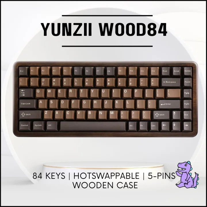 [READY STOCK] YUNZII Wood 84 Walnut Wood Case Mechanical Keyboard Wireless Gasket Mount Hotswap RGB Bluetooth Gaming Keyboard Mac