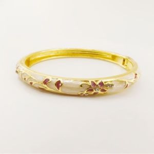 FAIRY Enamel Vintage Cloisonne Bangle Traditional Colorful Flower Bangle Bohemian Chinese Womens Hand Bracelet Ladies