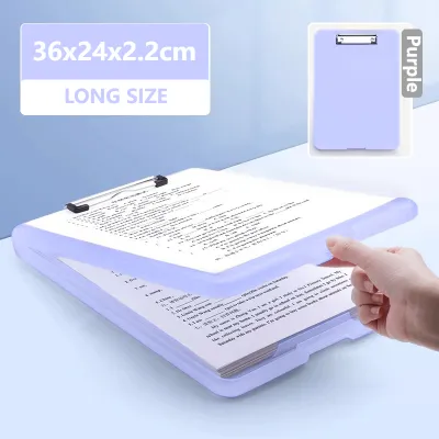 Long File Box with Clipboard File Case Paper Organizer Document Box Clip Board Storage Box Clip Open 2in1