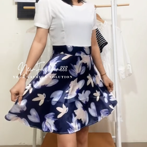 IB0026 Mini Dress Korean Style Hitam Putih Import Dress Wanita Baju Wanita Kekinian