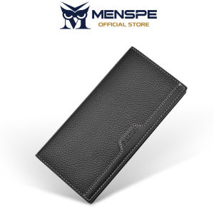 MENSPE Fashion Long Wallet Mens Business Wallet Soft PU Leather Long Wallet Litchi Pattern Three-fold Wallet Multi-Card Position Wallet Large Capacity Purse ID Credit Cards Holders Coin Pouch