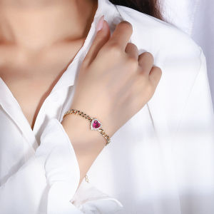 SEQUITO จัดส่งฟรีหวานเครื่องประดับสไตล์เกาหลีหัวใจสีแดงรัก Cubic Z Irconia เสน่ห์ปรับเทนนิสสร้อยข้อมือกำไลสำหรับผู้หญิงสาวของขวัญวันเกิด B140