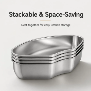 [SG Local Stock]304 Stainless Steel Fan-Shaped Divided Steamer Bowl Food Steaming Bowl With lid Steam Tray