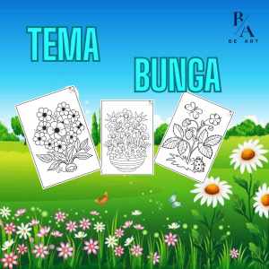 kertas gambar mewarnai anak A4 (BUNGA)