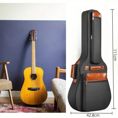 Guitar Bag 42 In 6 Pockets Guitar Case Water Resistent Oxford Cloth 10cm Thick Sponge Padded for Acoustic Classical Guitar