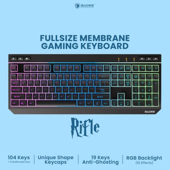 Sades Riffle / Rifle Fullsize Membrane Keyboard Gaming RGB | Lazada ...