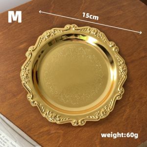Nordic silver metal tray Vintage relief cake fruit tray Home restaurant hotel party decoration