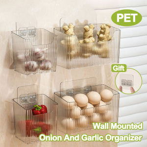 Wall Mounted Clear Bin Kitchen Onion and Garlic Organizer Ginger Container Storage Box
