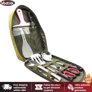 [Vodool Tool Outlet] 8pcs Camping Cookware Utensils Travel Set Stainless Steel Camping Utensil Set Portable Outdoor Camp Cookware Set for Backpacking Outdoor Camping