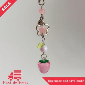 [COD] Sweet Cute Strawberry Mobile Phone Lanyard Lovely Fruits Phone Chain For Girls Y2K Aesthetic Cellphone Keychain