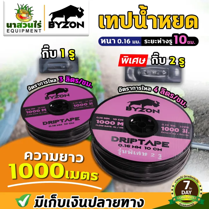 เทปน้ำหยด BYZON 0.16 มม. 10 ซม. 1รู 2รู สำหรับนาสวน