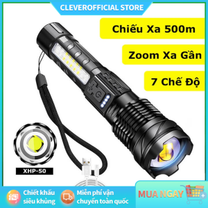 ⚡Miễn Phí Vận Chuyển⚡ Đèn pin A76 siêu sáng chiếu xa 300m có Zoom xa gần chống nước IPX4 pin trâu 7 chế độ sáng